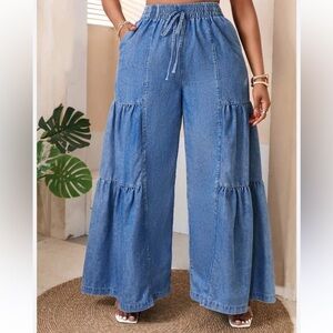 Women's Blue Wide-Leg Jeans 1X